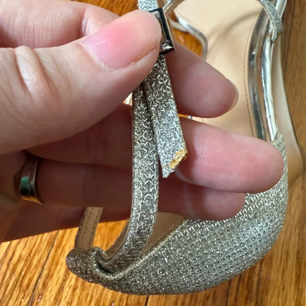 Glamorous Silver Metallic Heels with Ankle Straps - Picture 8 of 9